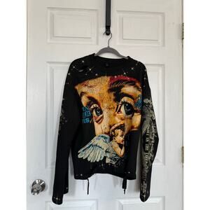 Y2K Street Life Distressed Saint Graphic Long Sleeve - Oversized Emo Grunge